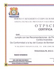 Certificado de prevención y seguridad contra incendios